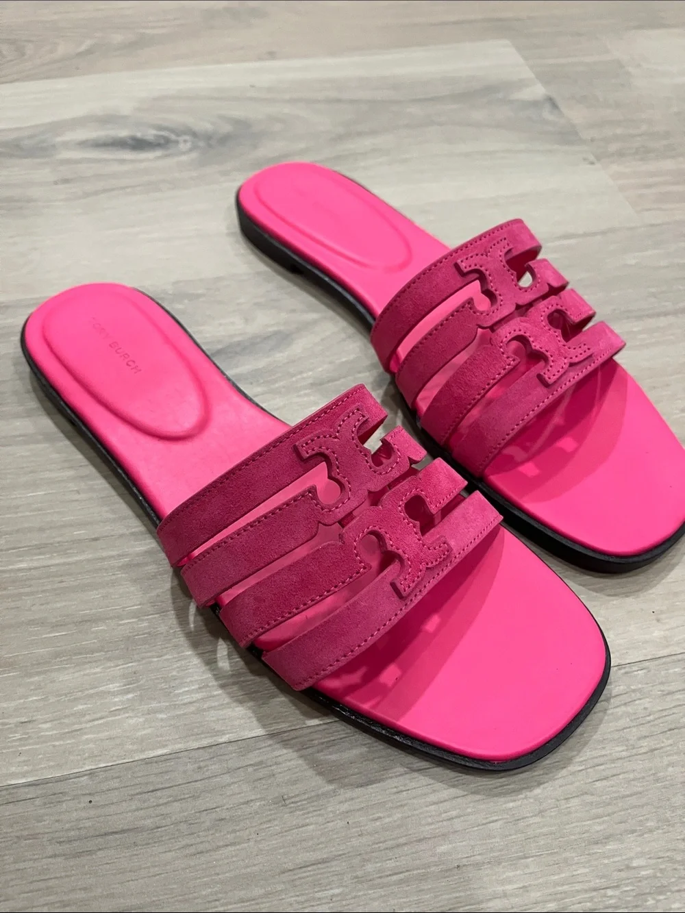 Tory Burch Hot Pink Suede Multi-Strap Sandals